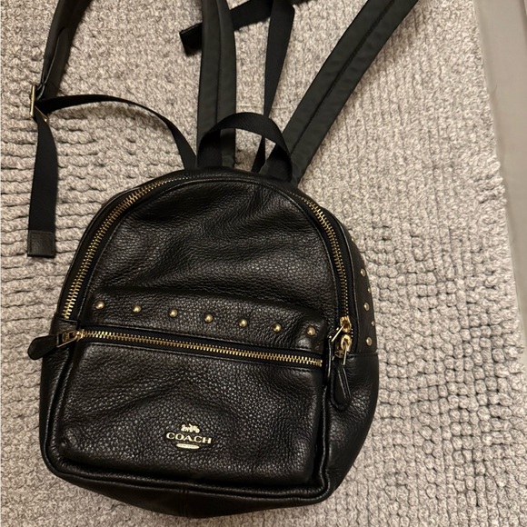 Coach Black Leather Studded Backpack - Picture 1 of 3